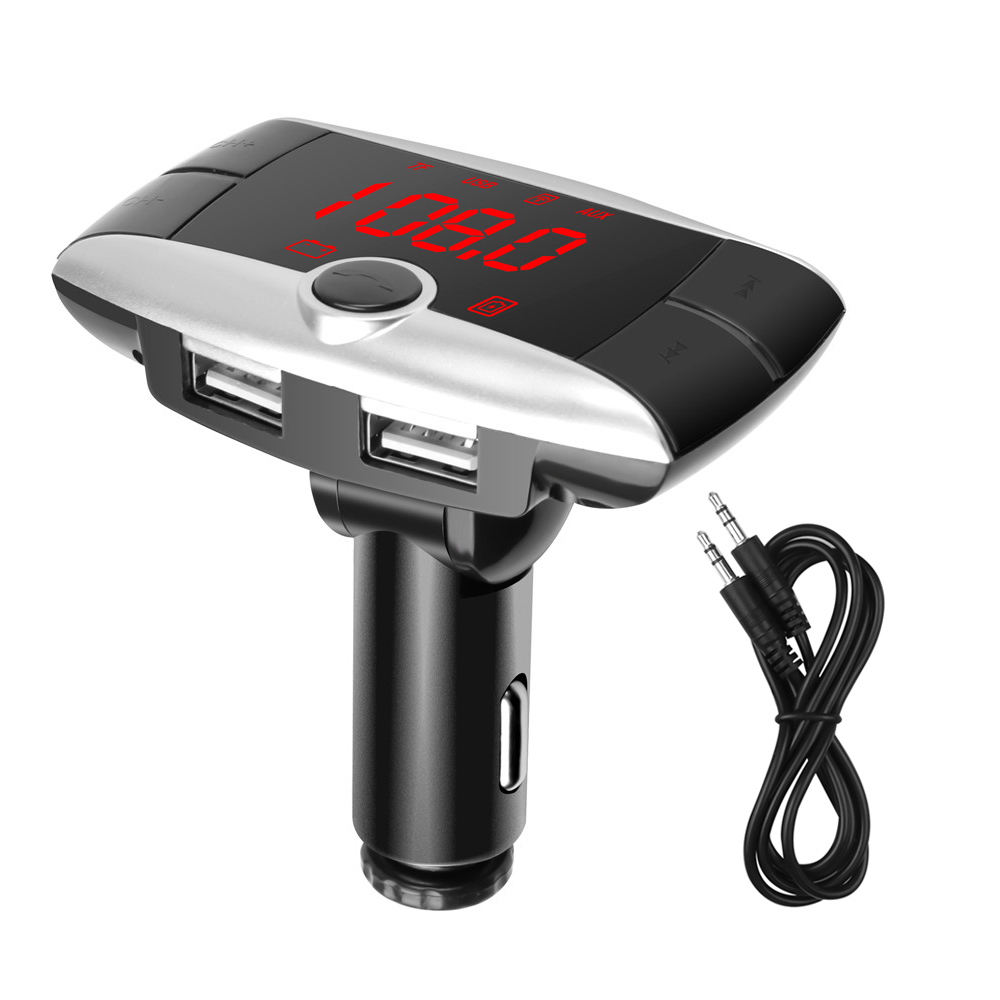Bộ phát fm bluetooth 5.0 trên xe hơi bộ thu âm thanh mp3 thẻ tf đĩa u rảnh tay không dây với bộ sạc nhanh usb kép