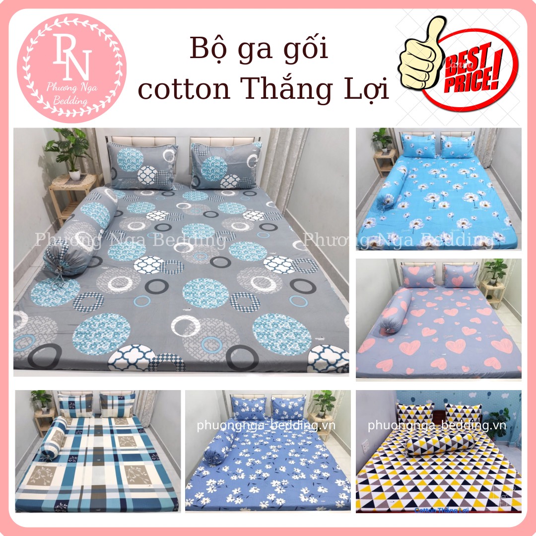 Bộ drap+ áo gối cotton thắng lợi đủ kích thước