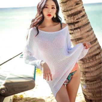 Áo lưới đi biển trễ vai form oversize sành điệu