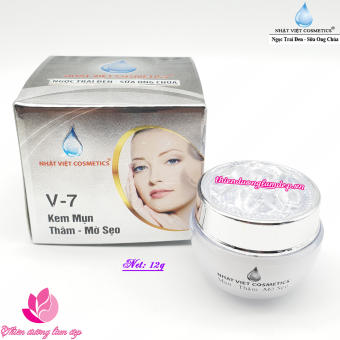 Mỹ Phẩm NHẬT VIỆT - Kem mụn Xóa thâm Mờ sẹo dưỡng chất Ngọc trai đen - Sữa ong chúa V-7 (12g)
