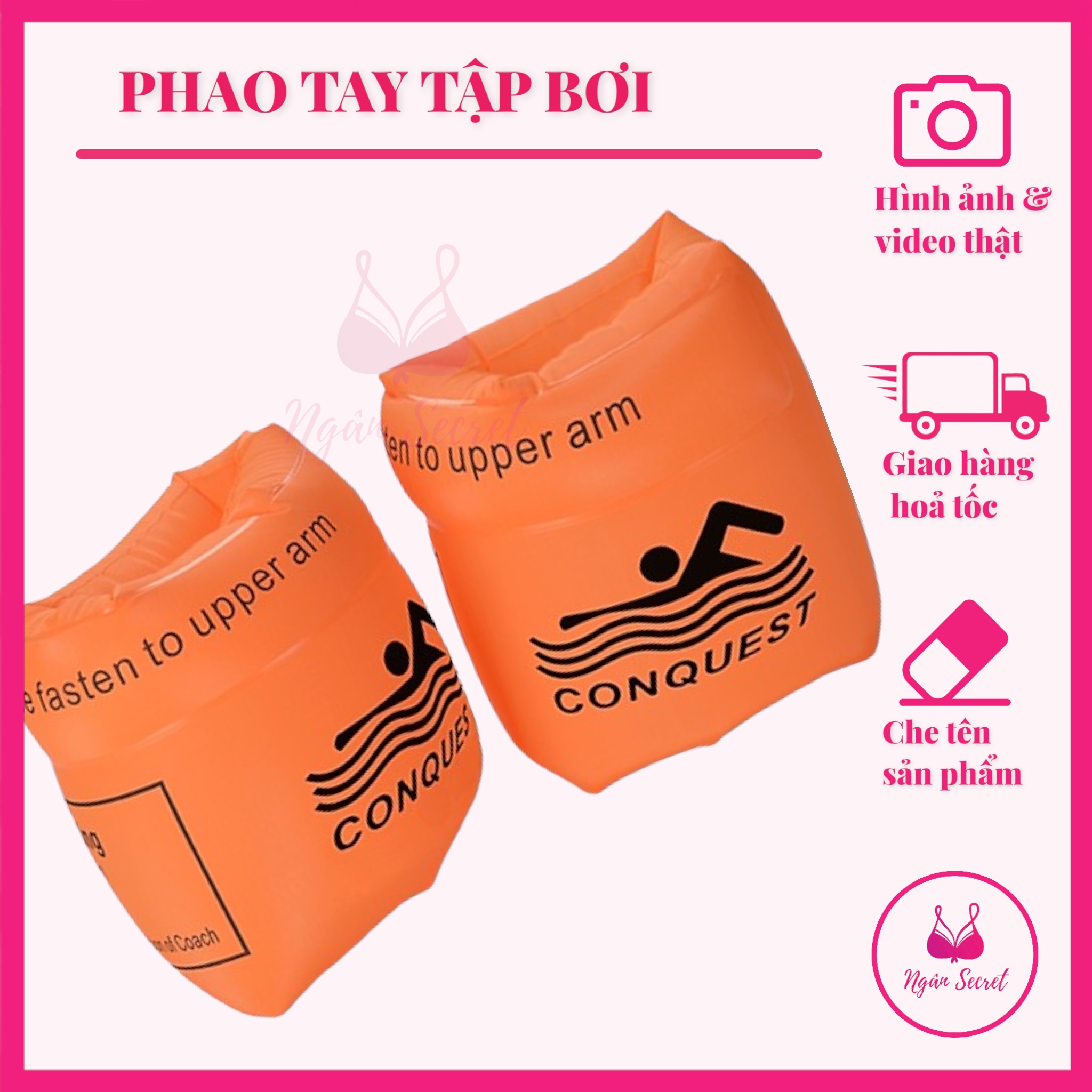 [HCM]Phao đeo tay tập bơi CONQUEST phù hợp cho trẻ từ 2 tuổi an toàn chất lượng