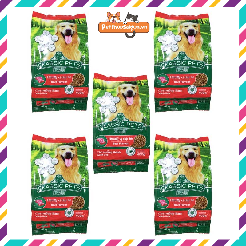 5 gói thức ăn cho chó trưởng thành classic pet 400g - thái lan