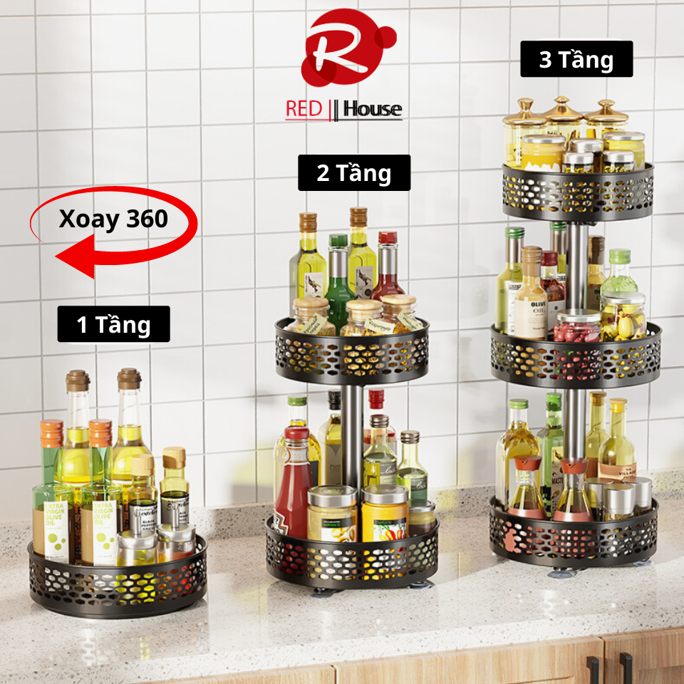 Kệ gia vị xoay 360 thép carbon chống gỉ sét, giá gia vị xoay thép carbon cao cấp