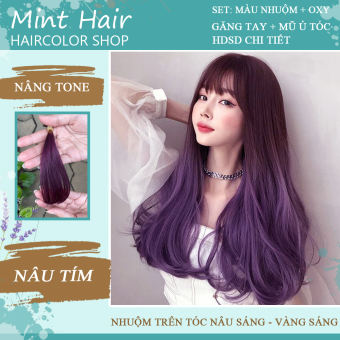 Kem Nhuộm Tóc Tại Nhà Nâu Tím - Nhuộm Trên Nền Tóc Vàng Sáng