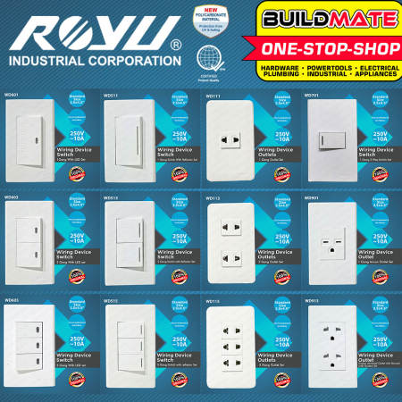 ROYU Wide Series Universal Outlet Switch with LED Reflector