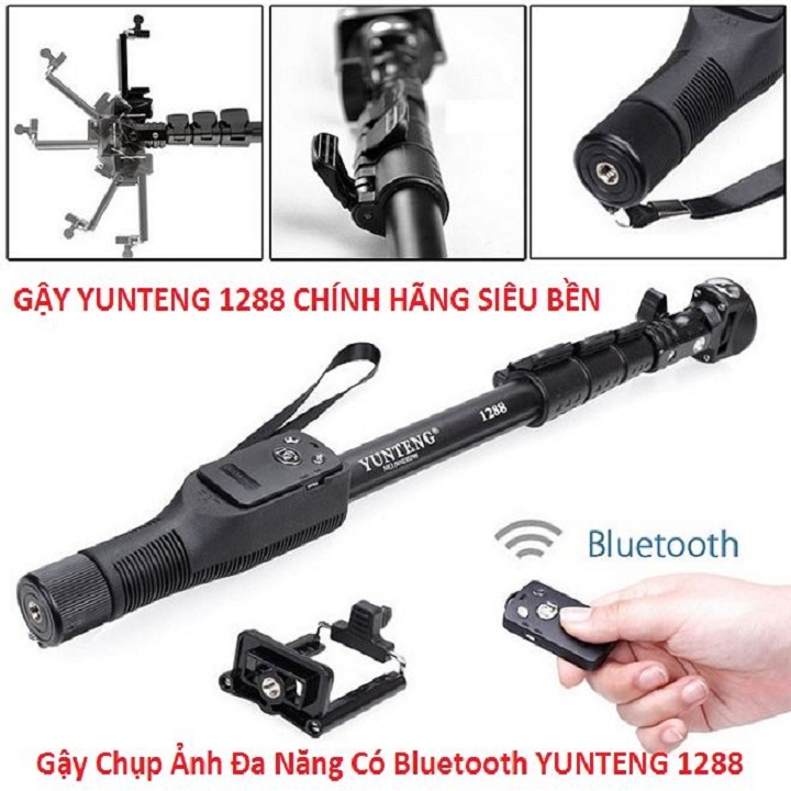 Gậy Tự Sướng, Kèm Remote bluetooth, Cây Selfie Đa Năng, Gậy Chụp Ẩnh Giá Rẻ, Gậy Tự Quay Video, Tripod Yunteng 1288 - Tripods Cao Cấp