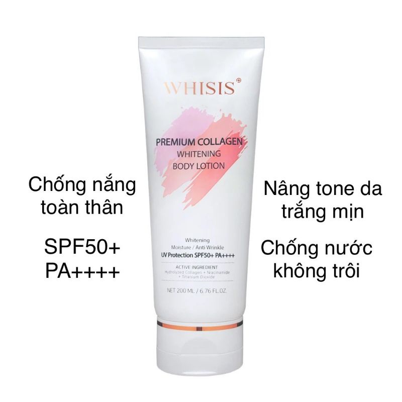 [Hoàn Tiền 8%]Kem Dưỡng Thể Trắng Da Whisis Premium Collagen Whitening Body Lotion