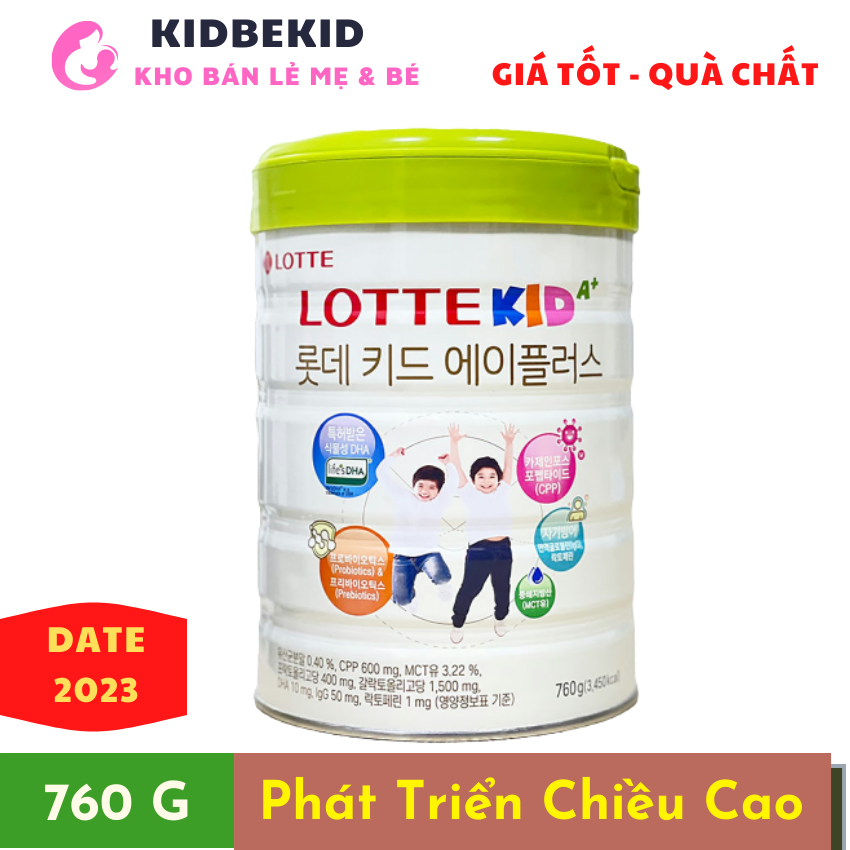 Sữa Bột Tăng Chiều Cao Lotte Kid A+, bổ sung DHA, khoáng chất, lợi khuẩn | Nhập khẩu hàn quốc cho trẻ trên 1 tuổi
