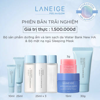 Bộ sản phẩm dưỡng ẩm và làm sạch da Laneige Water Bank New HA & Bộ mặt nạ ngủ Sleeping Mask