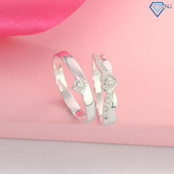 Nhẫn cặp đôi tình yêu bạc đính đá khắc tên ND0413 - Trang Sức TNJ