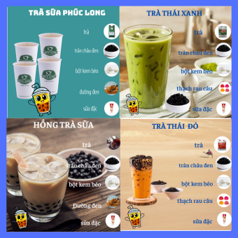 set trà sữa.set nấu trà sữa PHÚC LONG-HỒNG TRÀ SỮA-TRÀ THÁI XANH-THÁI ĐỎ.nguyên liệu làm trà sữa