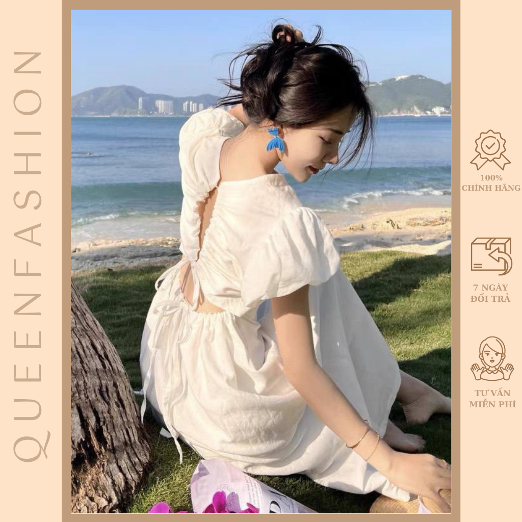 Đầm Midi trắng cutout lưng dáng dài nhẹ nhàng, gợi cảm