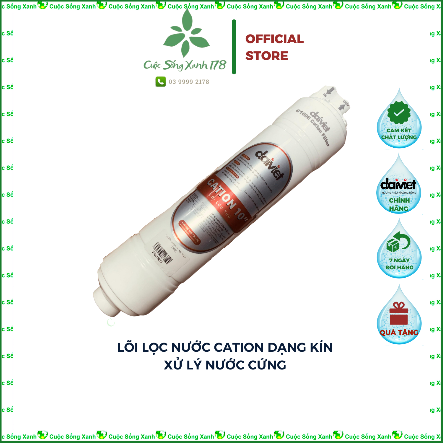 Lõi lọc nước cation chính hãng, Lõi lọc nước số 4 cho máy lọc nước, chính hãng Đại Việt