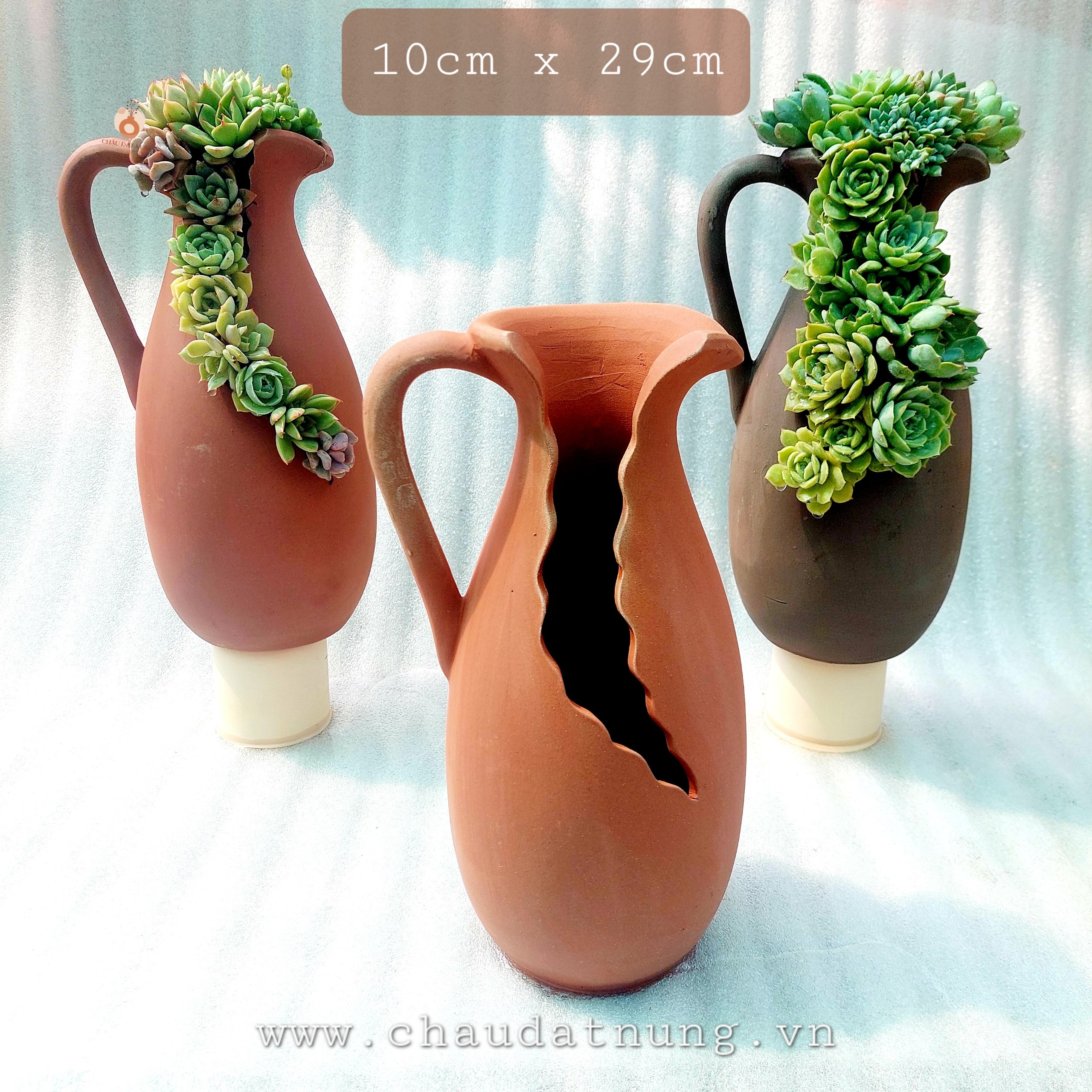 Chậu đất nung - Bình sữa xẻ 1029, miệng chậu 10cm, chiều cao 29cm