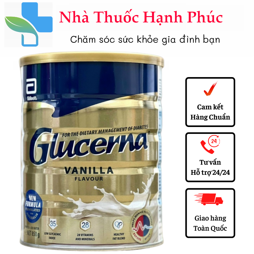 {Ưu Đãi Giá Sốc}Sữa GLUCERNA Úc 850g dành cho người bị TIỂU ĐƯỜNG,Ăn Kiêng-NT-Hạnh Phúc 2-Date 2023_Mẫu mới