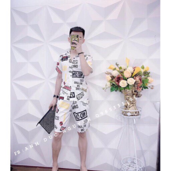 Bộ Đồ Ngủ Pijama Cộc Cộc CC LV Nam Nữ Chất Liệu Kate Thái Họa Tiết Cực Đẹp F5