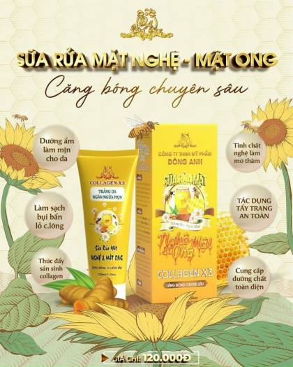 Sữa rửa mặt Nghệ Collagen X3 Đông Anh - Chính hãng 100ml