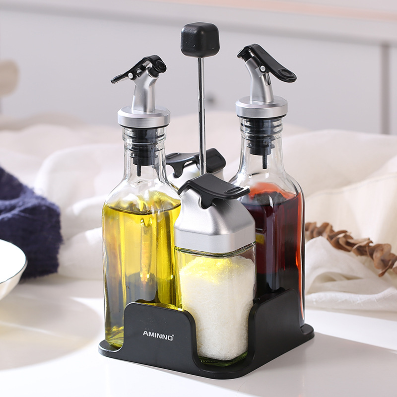 Gambar Kitchen Supplies Glass Creative Solid Liquid Seasoning Box Seasoning Bottle Set Seasoning Bottle