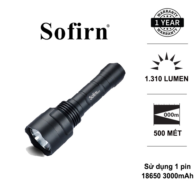 Đèn pin sofirn c8t led xpl-hi độ sáng 1310 lumen chiếu xa 500m pin 18650 đèn đèn pin