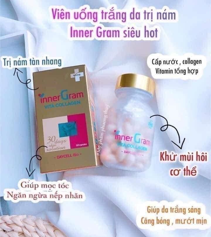Colagen Inner Gram trắng da căng bóng xách tay Hàn Quốc lọ 60v