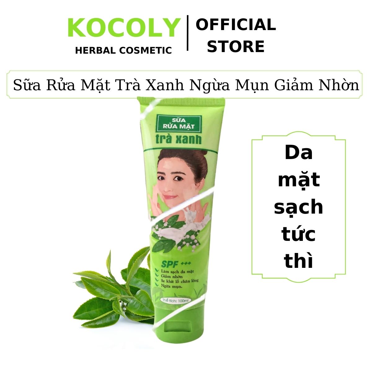 Sữa rửa mặt trắng da trà xanh ngừa mụn giảm nhờn giảm dầu sạch bụi bẩn Miền Thảo Mộc