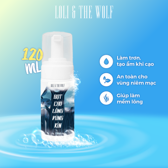 Bọt cạo lông vùng kín dành cho nam và nữ LOLI & THE WOLF thành phần thiên nhiên dịu nhẹ lành tính chai vòi nhấn 120ml