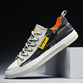 Giày Sneaker Nam Vải Bò Rách Phối Da Lộn Cao Cấp