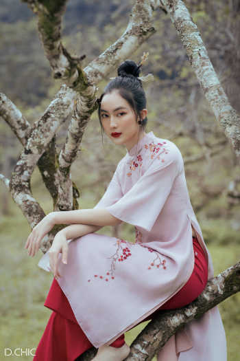 Set Áo dài Đào Chi hồng D.CHIC MS: 1831854
