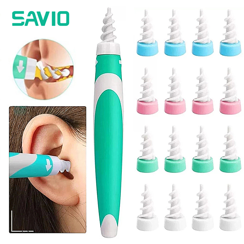 Savio bộ muỗng lấy ráy tai bộ dụng cụ muỗng lấy ráy tai silicon, 16 chiếc dụng cụ chăm sóc sức khỏe xoắn ốc mềm cho tai dụng cụ lấy ráy tai dụng cụ lấy ráy tai