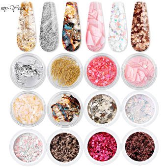 myyeah 6/12 Mảnh Kim Sa Laser Hình Lục Giác Lấp Lánh Nghệ Thuật Làm Móng Mảnh Giấy Vàng 3D Mảnh Vỏ Màu Pha Trộn Quyến Rũ Trang Trí Làm Móng Tự Làm