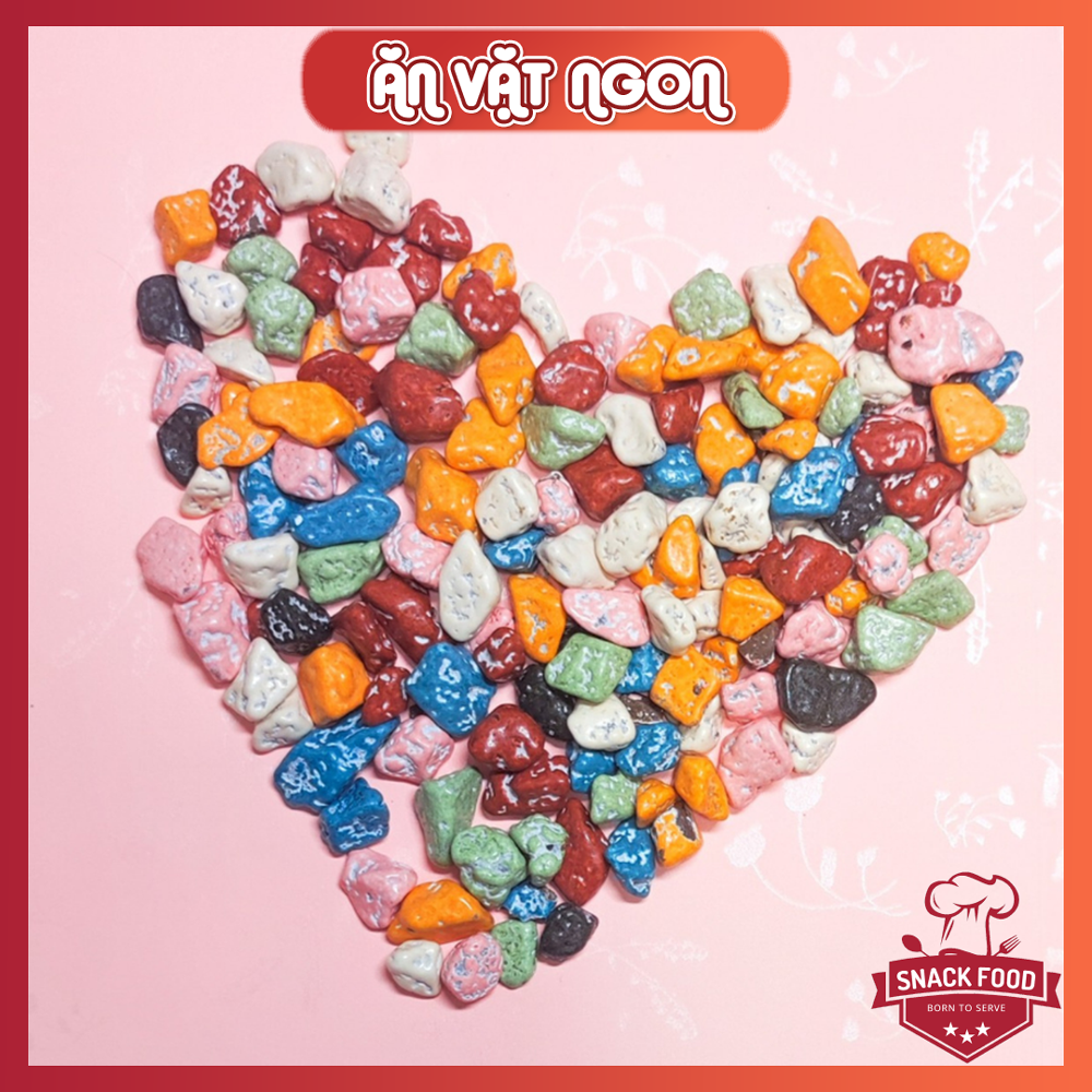 500g kẹo sỏi đá nhân socola, hủ pet, ăn vặt snackfood