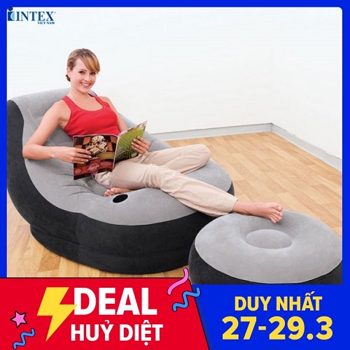 [ TẶNG KÈM BƠM] Ghế Hơi Intex - Ghế Tựa Lưng - Giường Hơi, Nệm Hơi Cao Cấp. Ghế Hơi Intex Vỏ Nhung, Thiết Kế Sang Trọng, Thích Hợp Cho Thư Giãn Nghỉ Ngơi