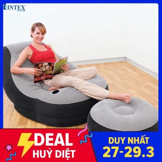 TẶNG KÈM BƠM] Ghế Hơi Intex - Ghế Tựa Lưng - Giường Hơi, Nệm Hơi Cao Cấp. Ghế Hơi Intex Vỏ Nhung, Thiết Kế Sang Trọng, Thích Hợp Cho Thư Giãn Nghỉ Ngơi