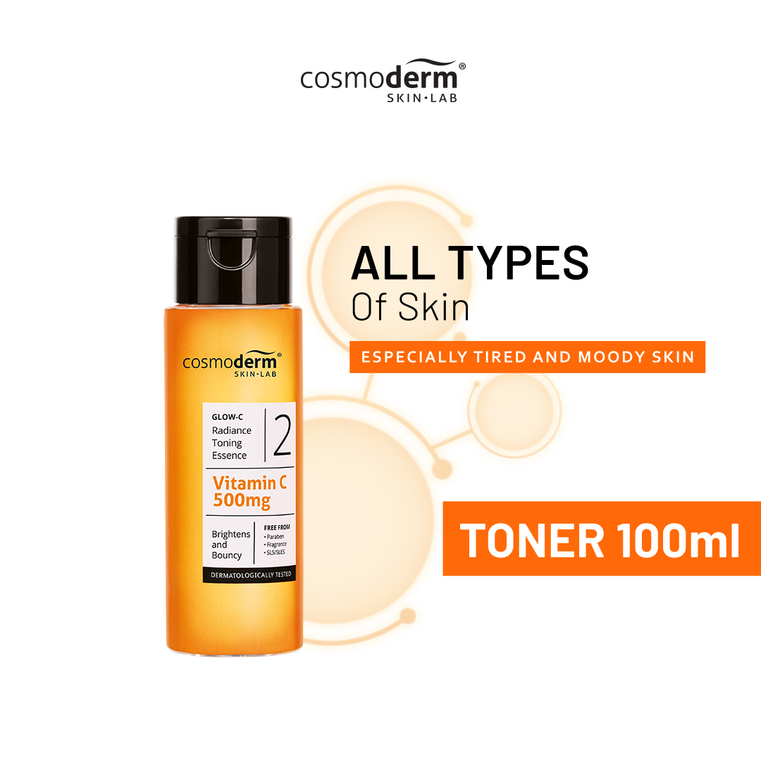 Cosmoderm Glow-C Radiance Toning Essence 500mg Vitamin C 100mL (Brighten & Even out skin tone) exp 05/2024