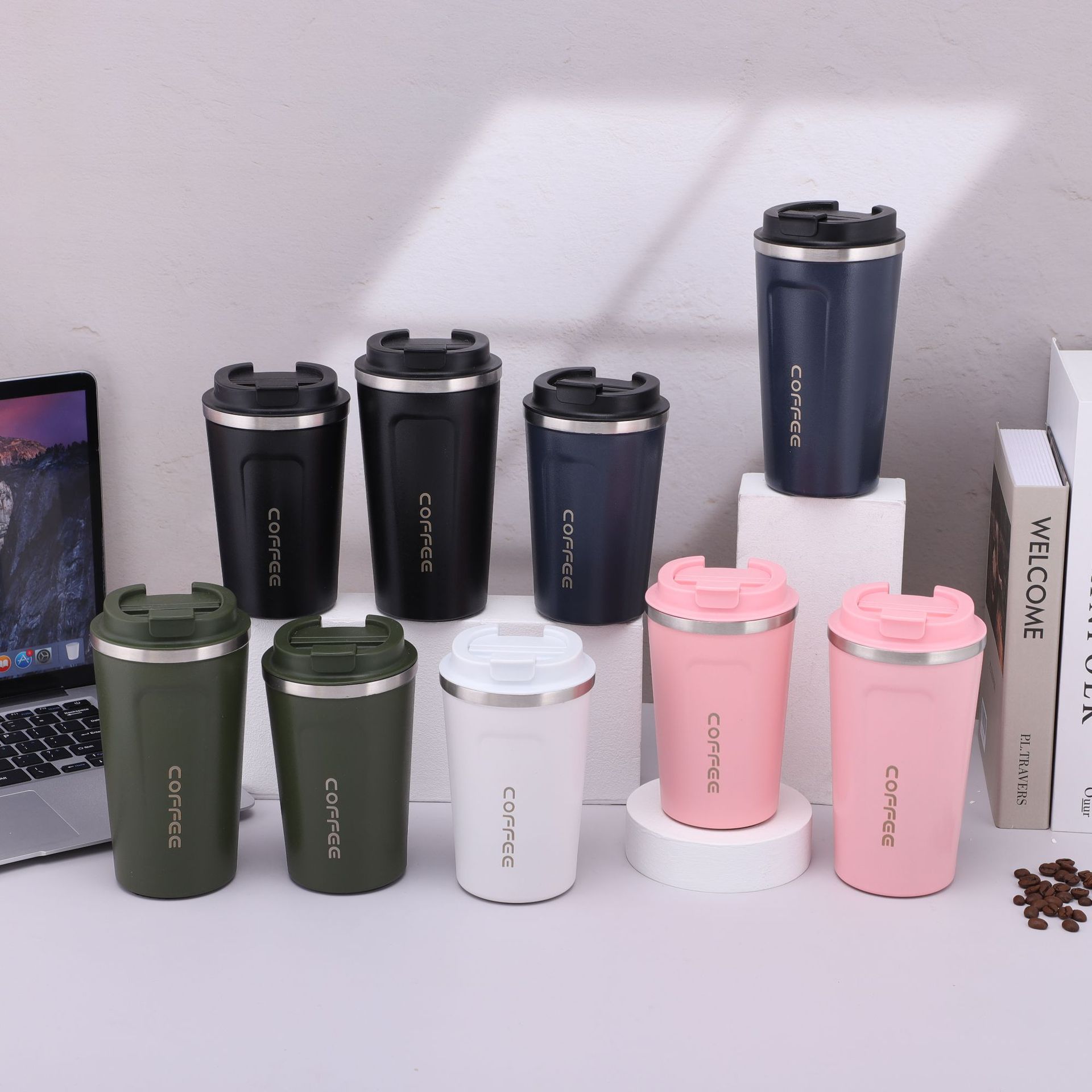 Ly giữ nhiệt cafe inox, bình giữ nhiệt cafe phong cách năng động trẻ trung, bình giữ nhiệt cafe