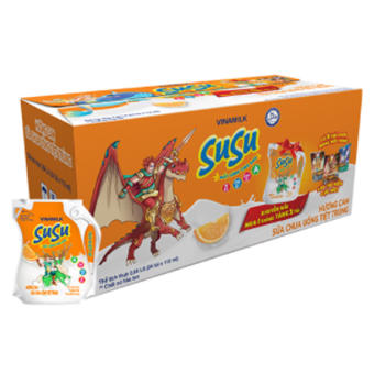 Sữa Chua Uống Tiệt Trùng Vinamilk Susu Hương Cam - Thùng 24 túi 110ml