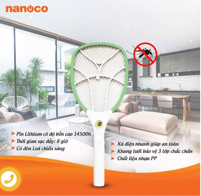Vợt muỗi. Vợt bắt muỗi NMR101 Nanoco- nhà phân phối Panasonic