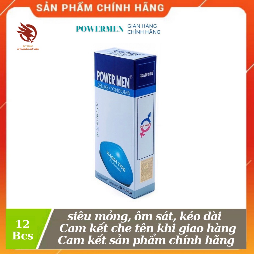 [HCM][ CHÍNH HÃNG ] - Bao Cao Su Powermen Viagra Siêu mỏng, ôm sát, Kéo Dài Thời Gian  - Hôp 12 cái