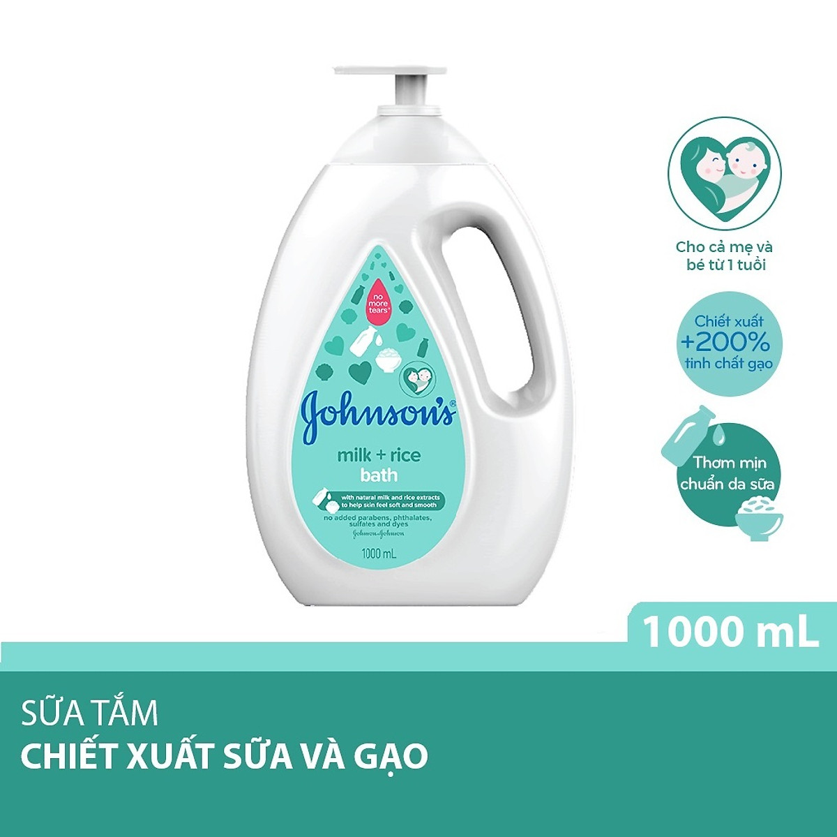 Sữa tắm johnson's baby cho bé - milk rice - dung tích 1000ml
