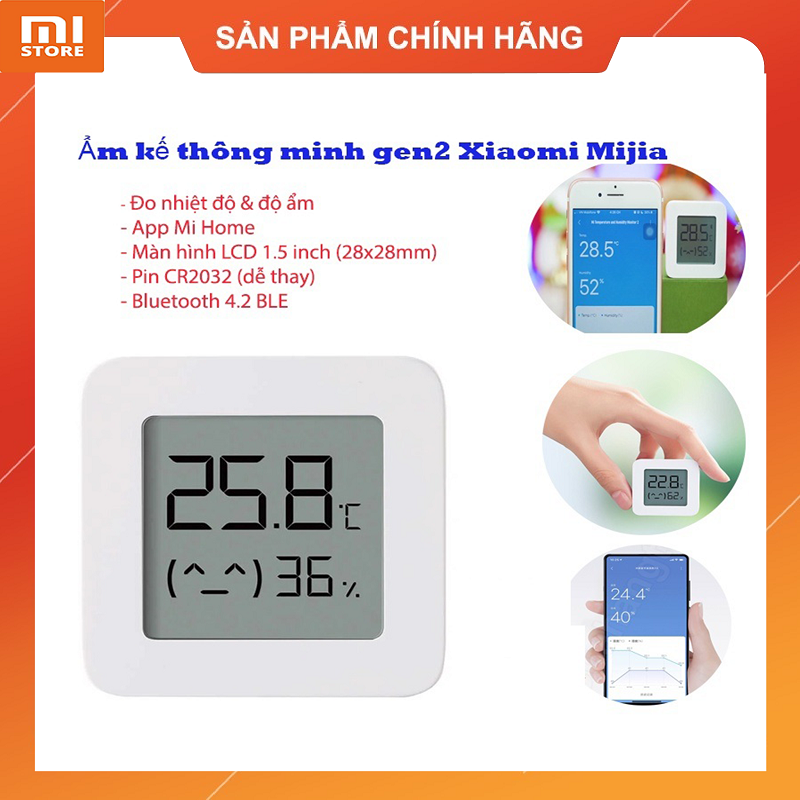 Ẩm kế thông minh Xiaomi Mijia gen2 - Đồng hồ đo nhiệt độ