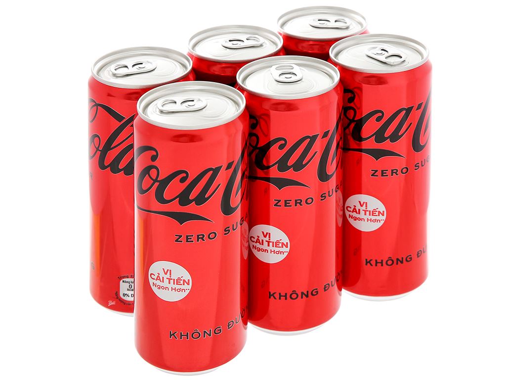 Lốc 6 lon nước ngọt Coca Cola Zero lon 320ml