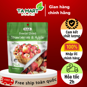 Táo Mix Dâu Tây Sấy Giòn DJ&A 25g - Nhập khẩu Úc - DJ&A Fruity Crisps Strawberries & Apples Freeze Dried