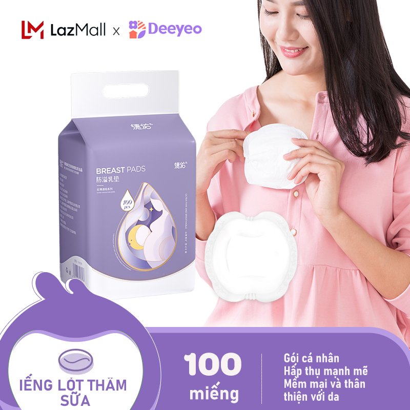 Deeyeo Miếng lót thấm sữa chống tràn sữa dùng một lần dành cho các bà mẹ sau sinh cho con bú (100 miếng/ gói)