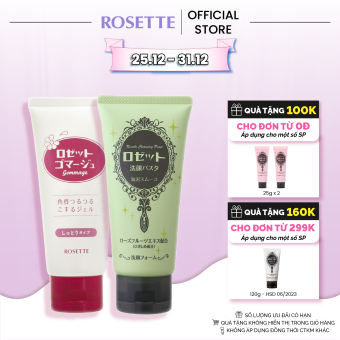 Combo Tẩy Tế Bào Chết Dành Cho Da Khô Rosette Gommage Moist 120g Và Sữa Rửa Mặt Thu Nhỏ Lỗ Chân Lông Rosette 120g