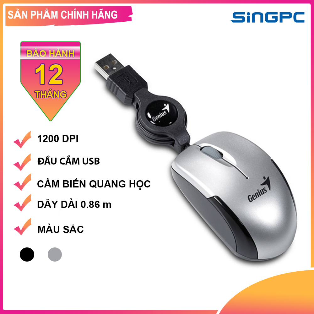 Chuột dây rút Genius Micro Traveler - Hàng Chính Hãng