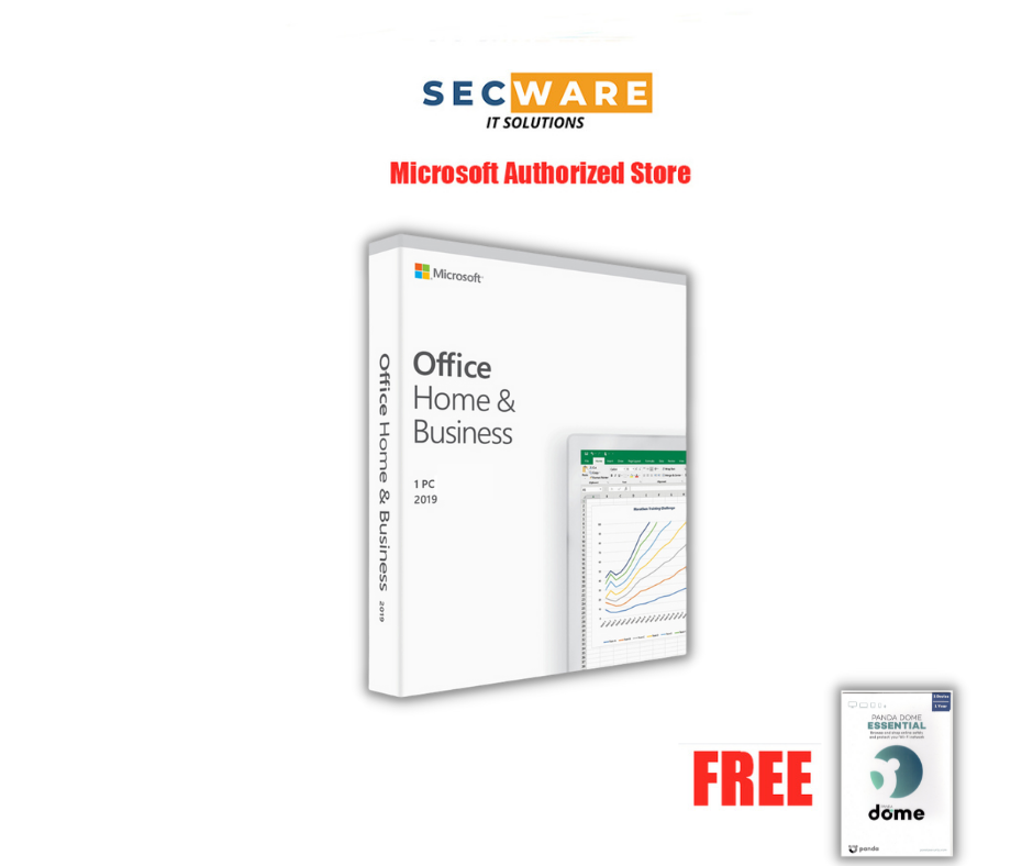 Microsoft Office 2019 Home and Business with Antivirus for Windows PC