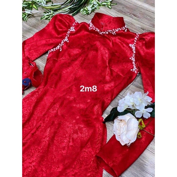Sét áo dài kết nút ngọc chất gấm tơ mặc duyên dáng nhẹ nhàng TRIPBLE T DRESS - size S/M/L/XL - MS01Đ