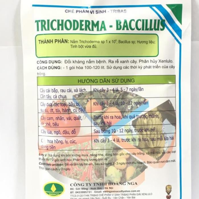 Chế phẩm vi sinh tribas trichoderma baccillus 50gram đối kháng nấm bệnh, phân hủy xenlulo