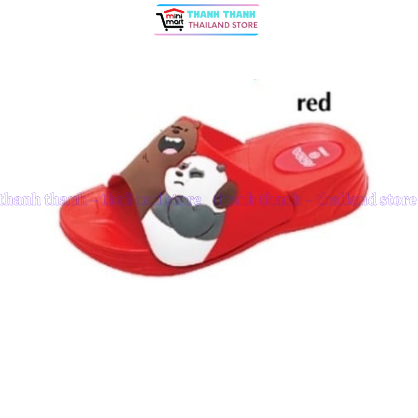 Dép cho bé gái quai ngang gấu Bears Thái Lan Adda 31K62 dép đúc nhuyên khối đi mưa đi biển Đế cao 3c