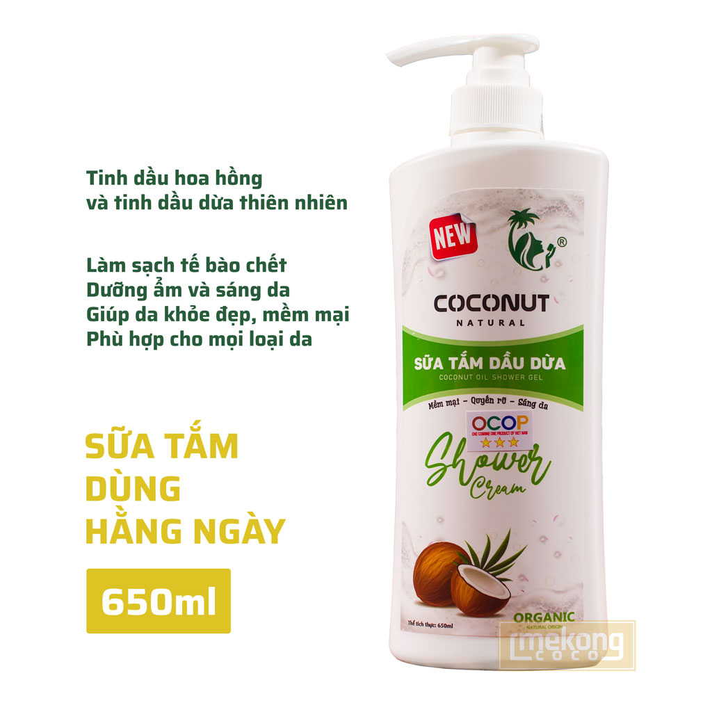 Sữa tắm dầu dừa thiên nhiên Coconut oil Natural origin 650ml Organic shower gel cream